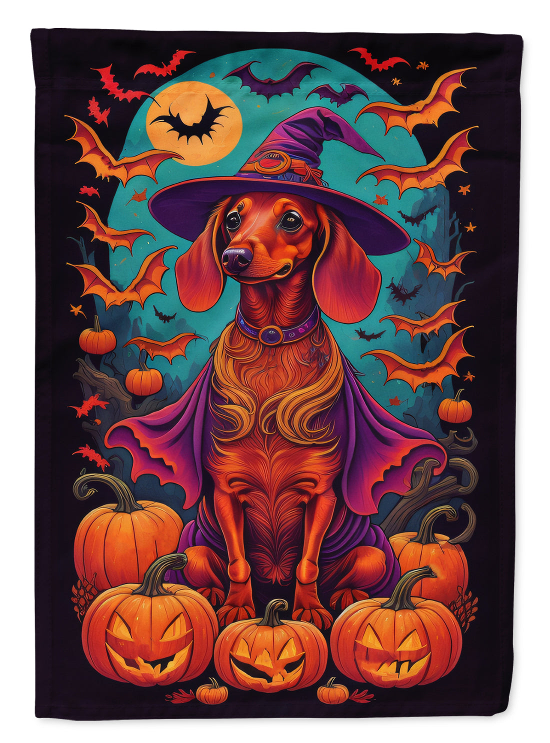 Buy this Dachshund Witchy Halloween House Flag