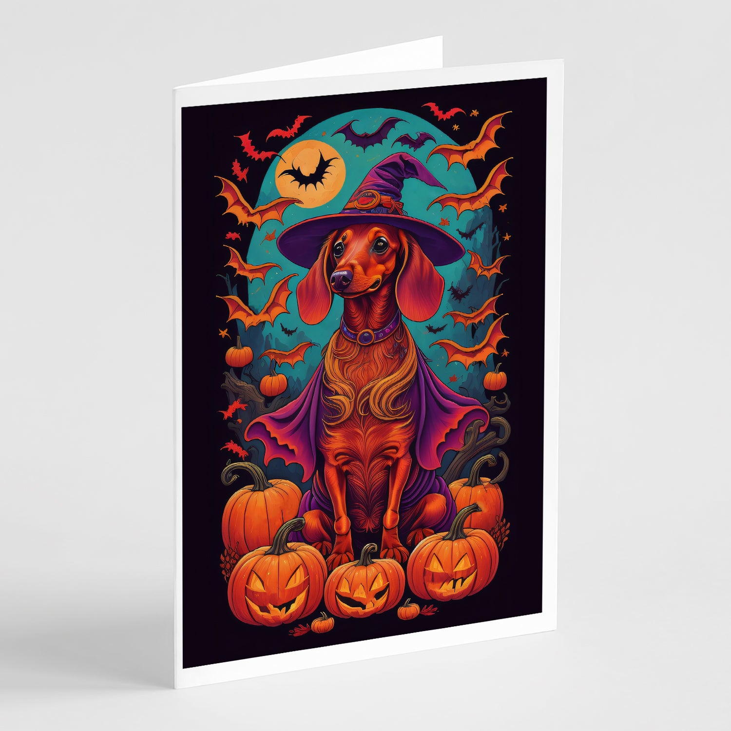 Buy this Dachshund Witchy Halloween Greeting Cards and Envelopes Pack of 8