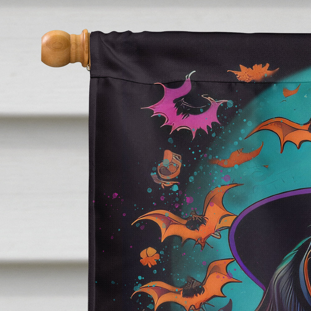 Black and Tan Dachshund Witchy Halloween House Flag