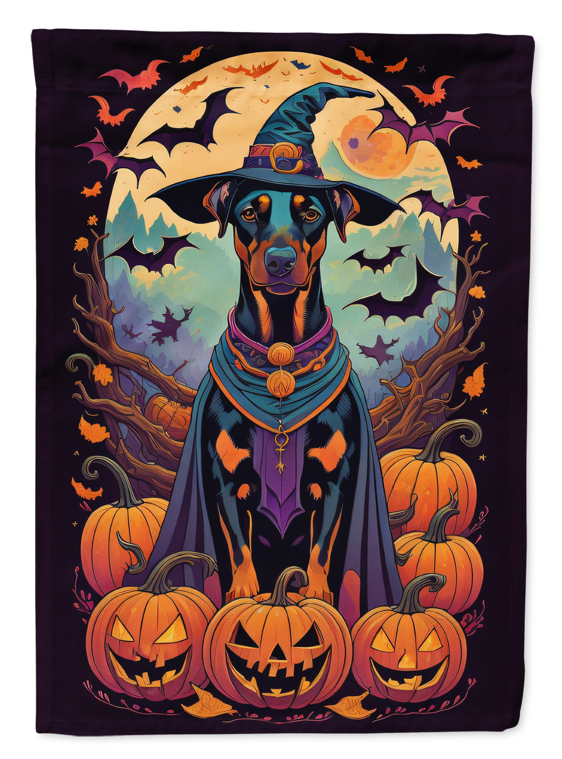 Buy this Doberman Pinscher Witchy Halloween House Flag