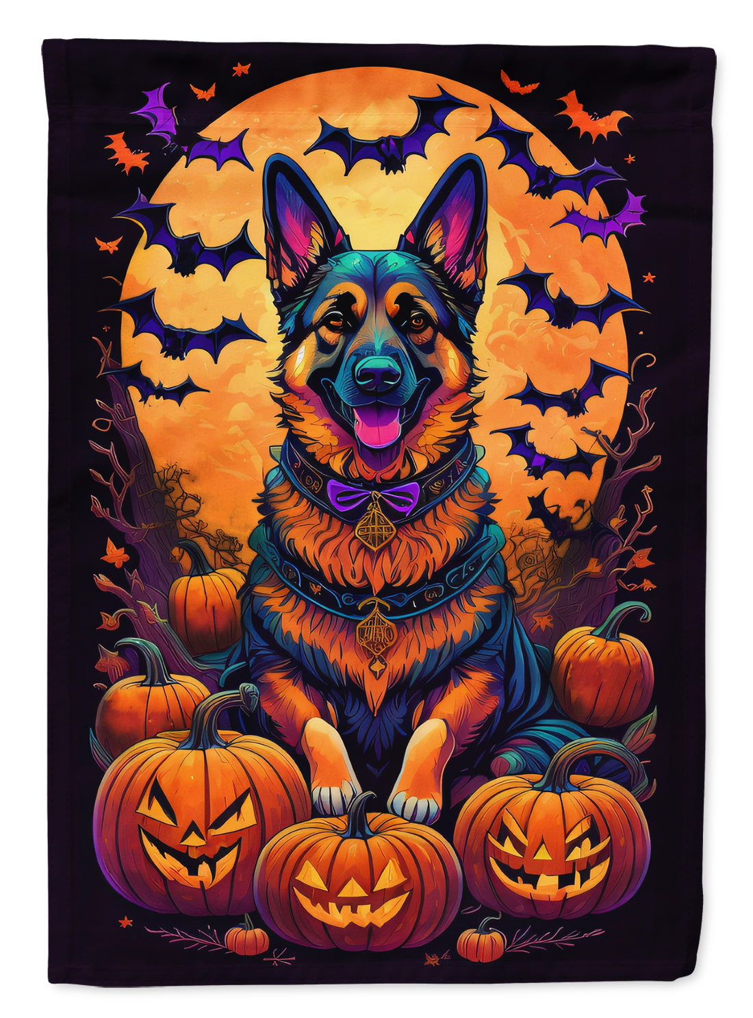 Buy this German Shepherd Witchy Halloween House Flag