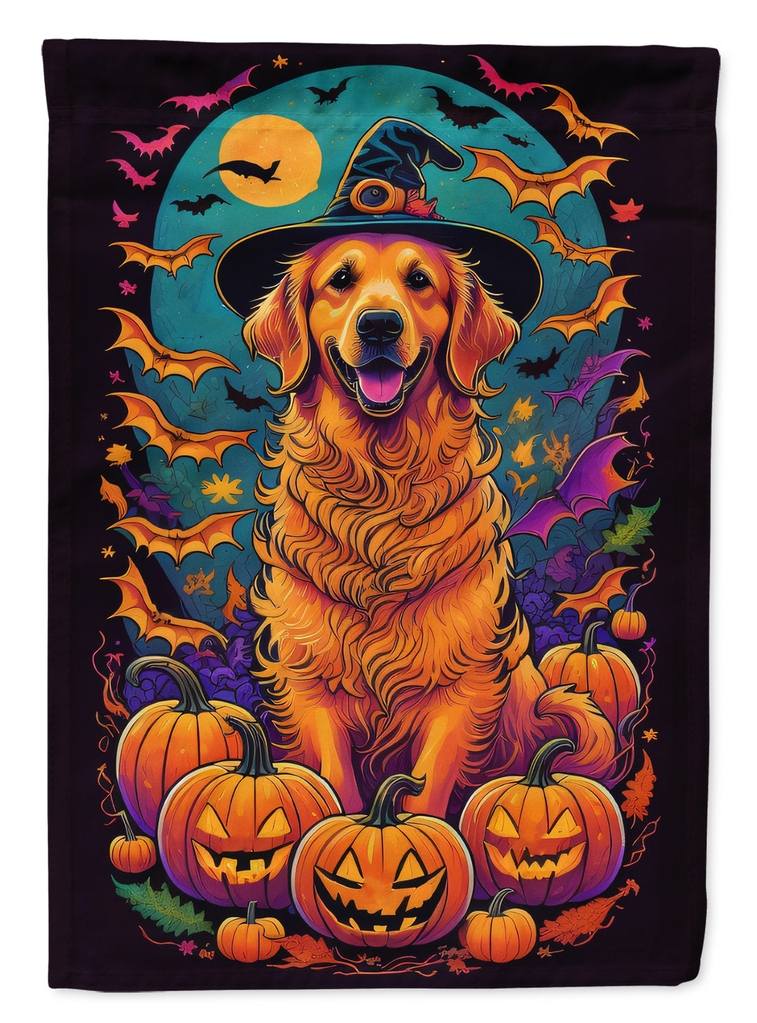 Buy this Golden Retriever Witchy Halloween House Flag
