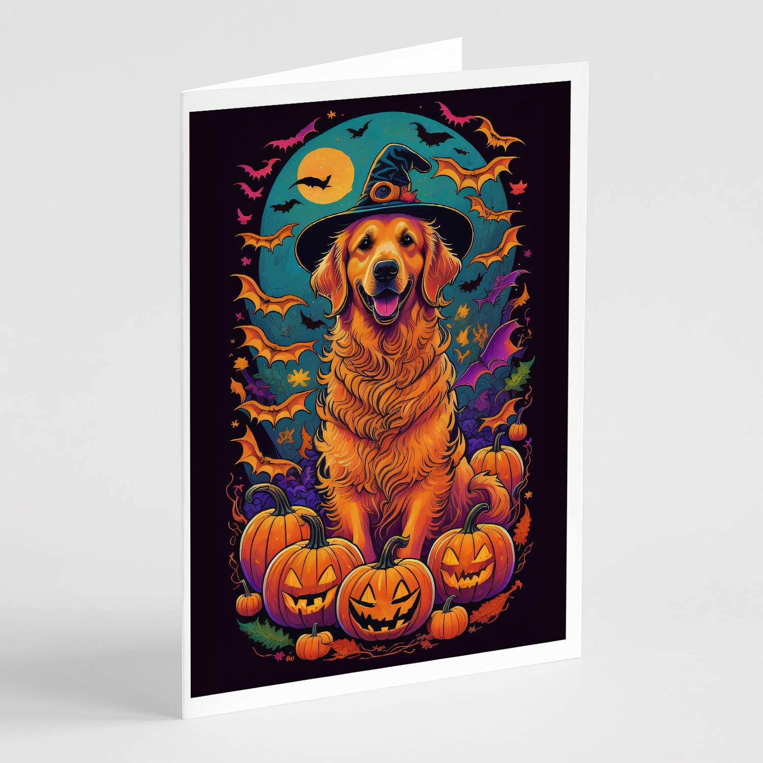 Buy this Golden Retriever Witchy Halloween Greeting Cards and Envelopes Pack of 8
