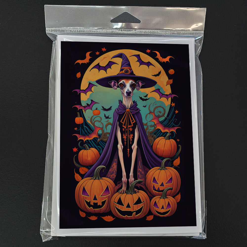 Italian Greyhound Witchy Halloween Greeting Cards and Envelopes Pack of 8