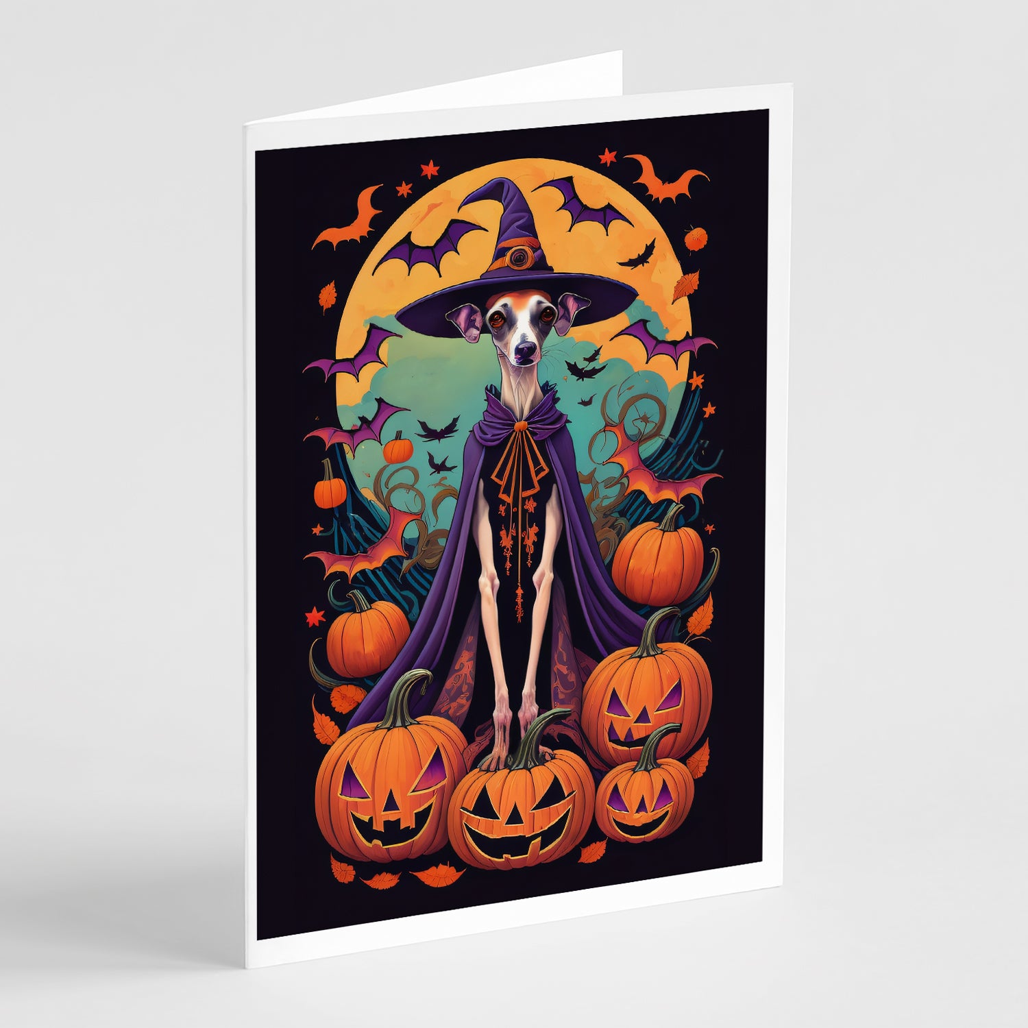 Buy this Italian Greyhound Witchy Halloween Greeting Cards and Envelopes Pack of 8