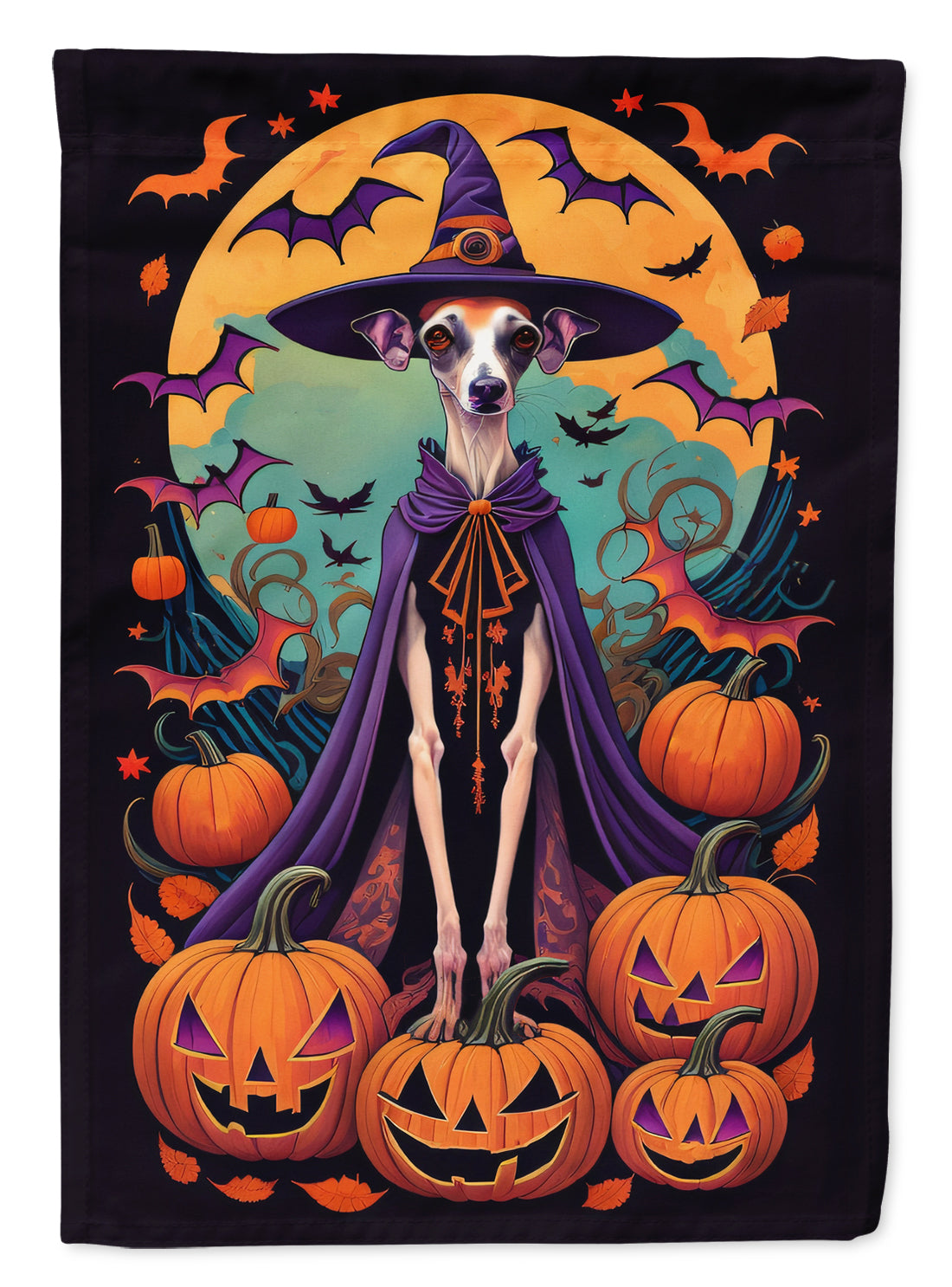 Buy this Italian Greyhound Witchy Halloween Garden Flag