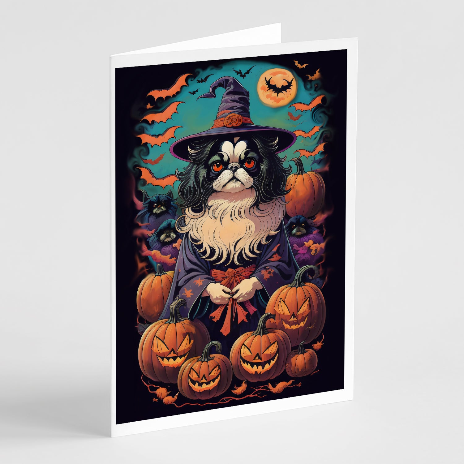 Buy this Japanese Chin Witchy Halloween Greeting Cards and Envelopes Pack of 8