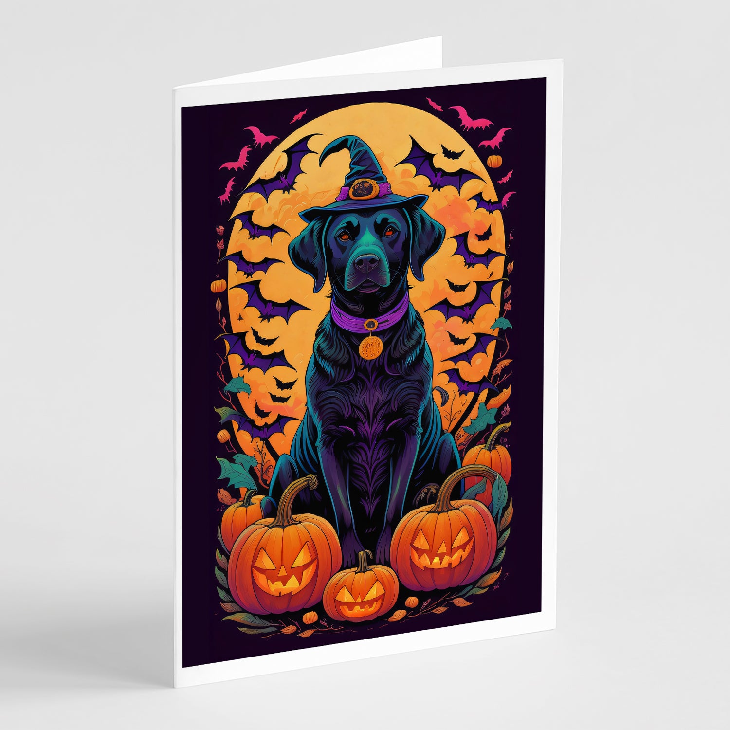 Buy this Black Labrador Retriever Witchy Halloween Greeting Cards and Envelopes Pack of 8