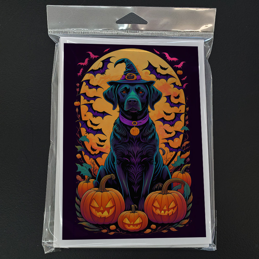 Black Labrador Retriever Witchy Halloween Greeting Cards and Envelopes Pack of 8