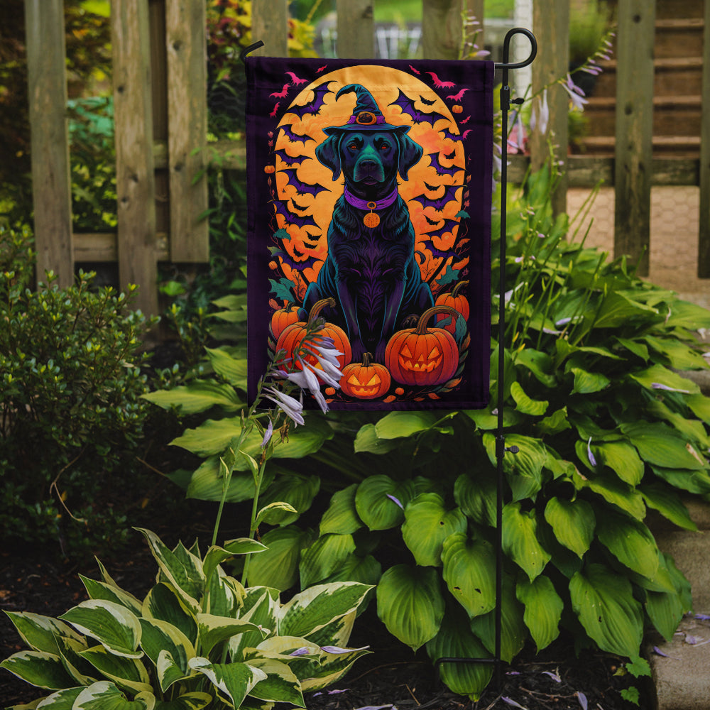 Black Labrador Retriever Witchy Halloween Garden Flag