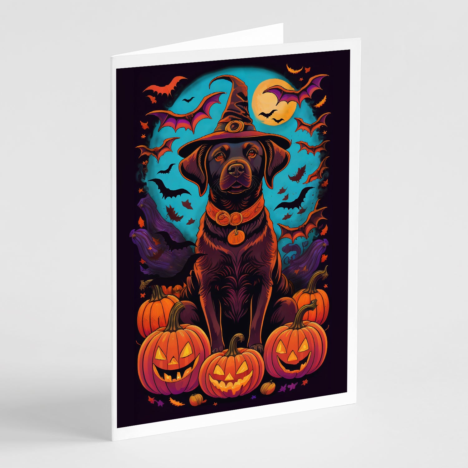 Buy this Chocolate Labrador Retriever Witchy Halloween Greeting Cards and Envelopes Pack of 8