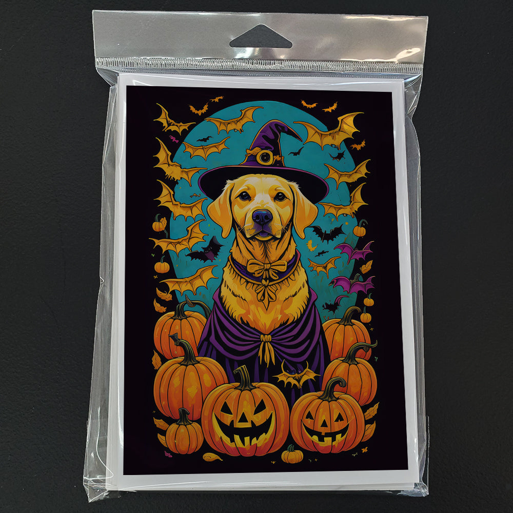 Yellow Labrador Retriever Witchy Halloween Greeting Cards and Envelopes Pack of 8