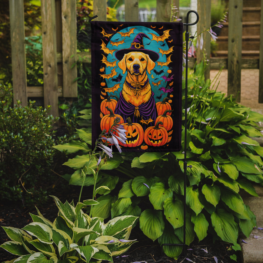 Yellow Labrador Retriever Witchy Halloween Garden Flag