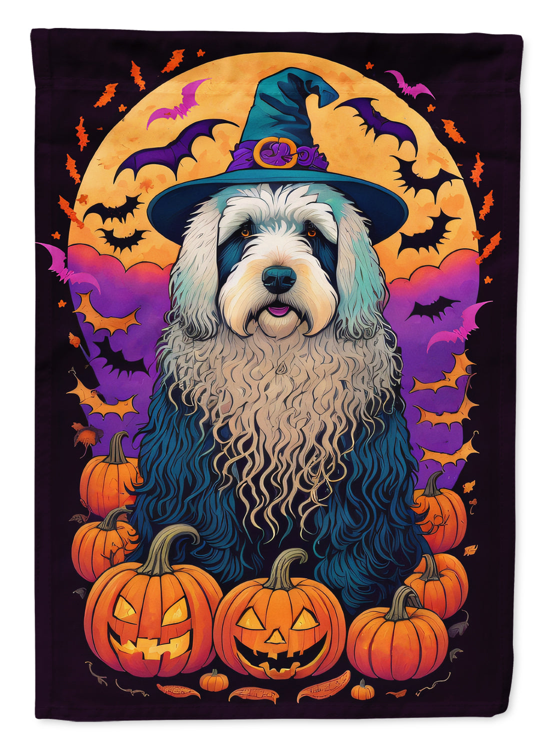 Buy this Old English Sheepdog Witchy Halloween Garden Flag