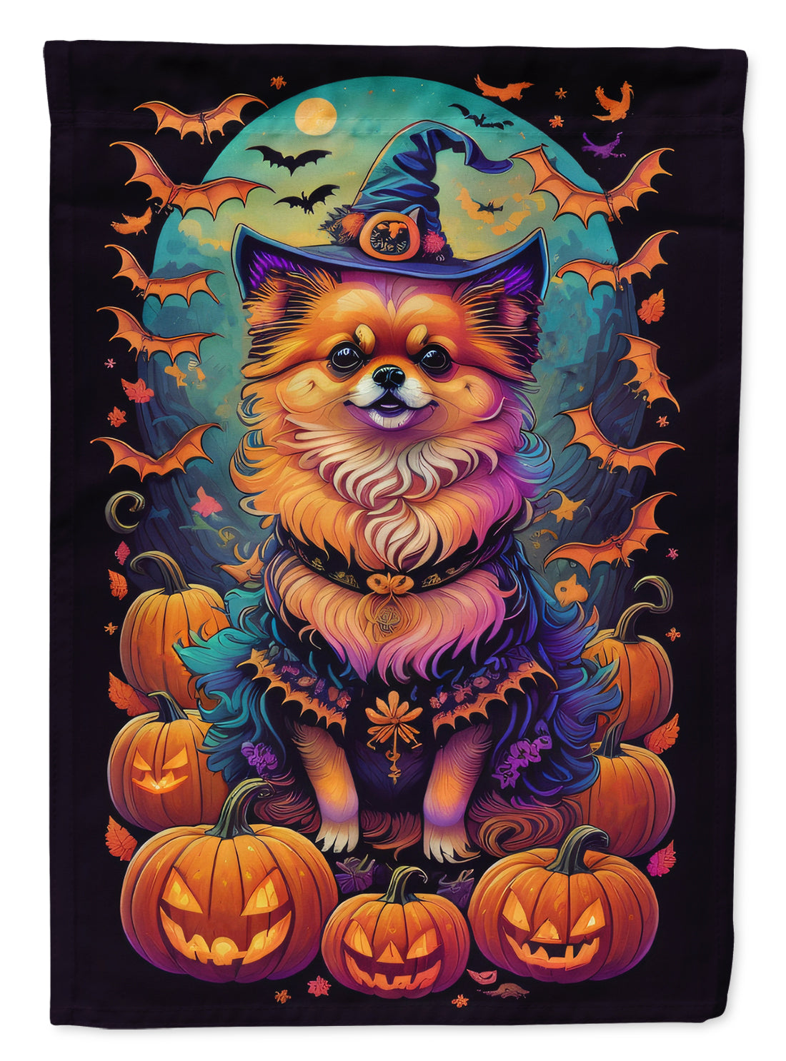 Buy this Pomeranian Witchy Halloween House Flag