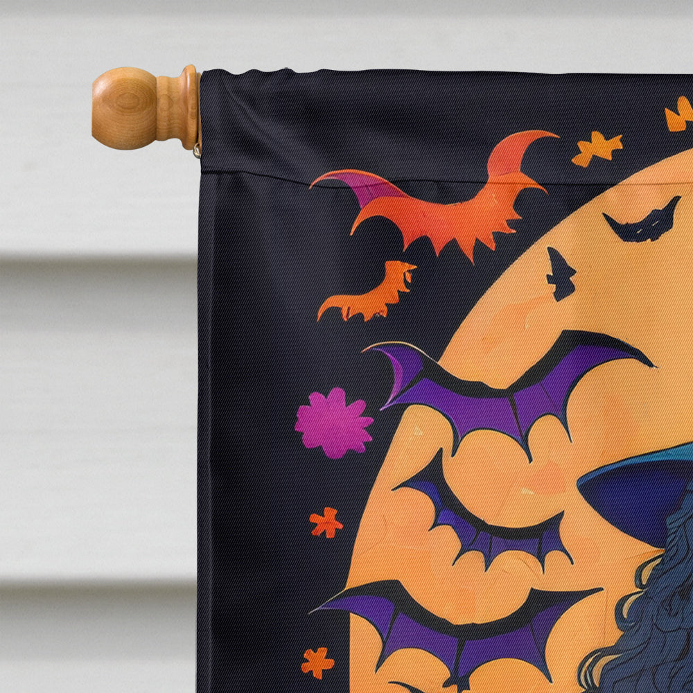 Black Standard Poodle Witchy Halloween House Flag