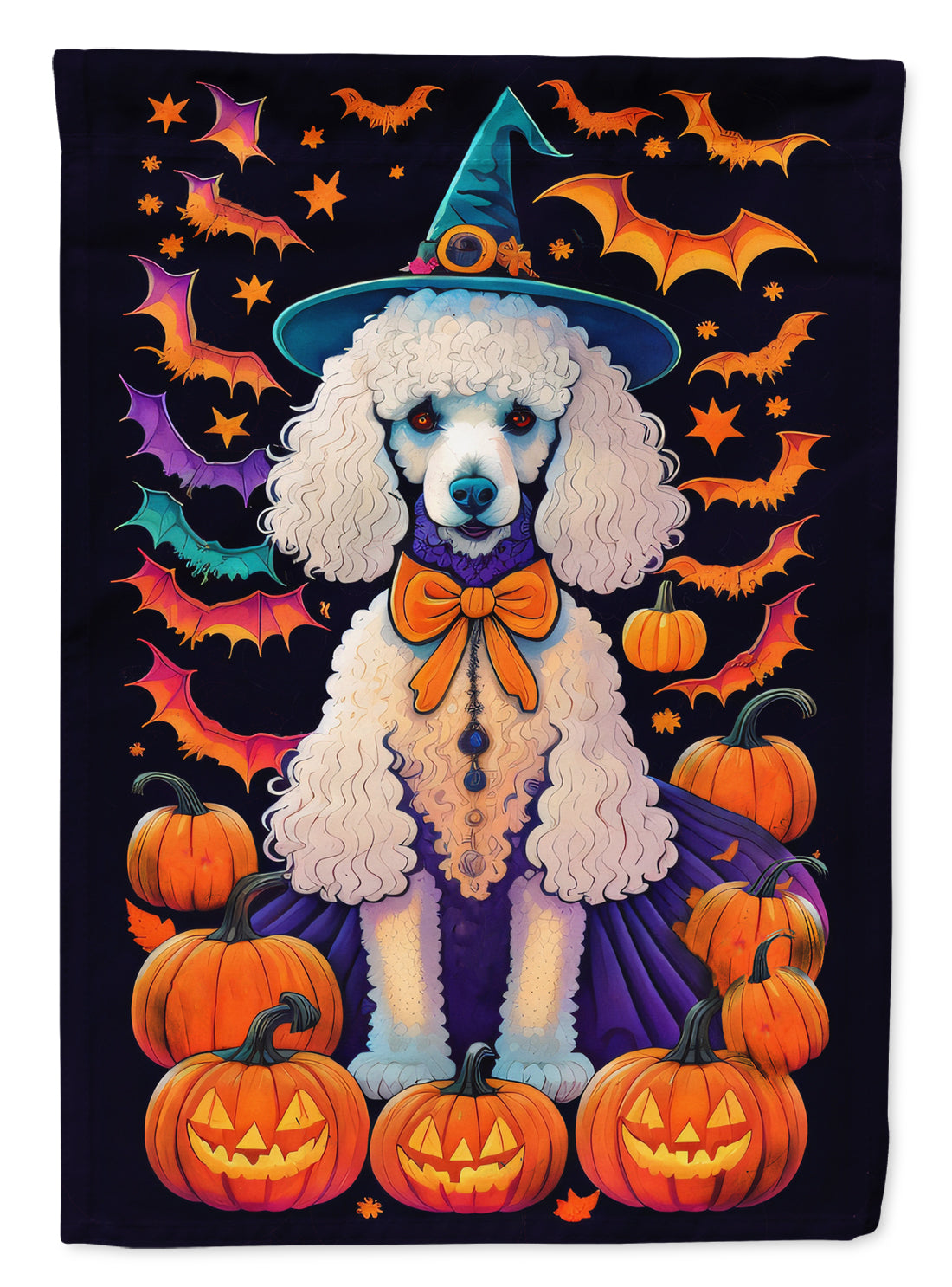 Buy this White Standard Poodle Witchy Halloween Garden Flag