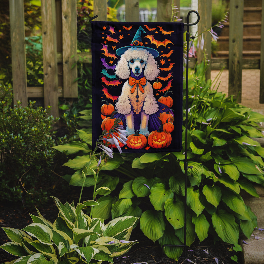White Standard Poodle Witchy Halloween Garden Flag