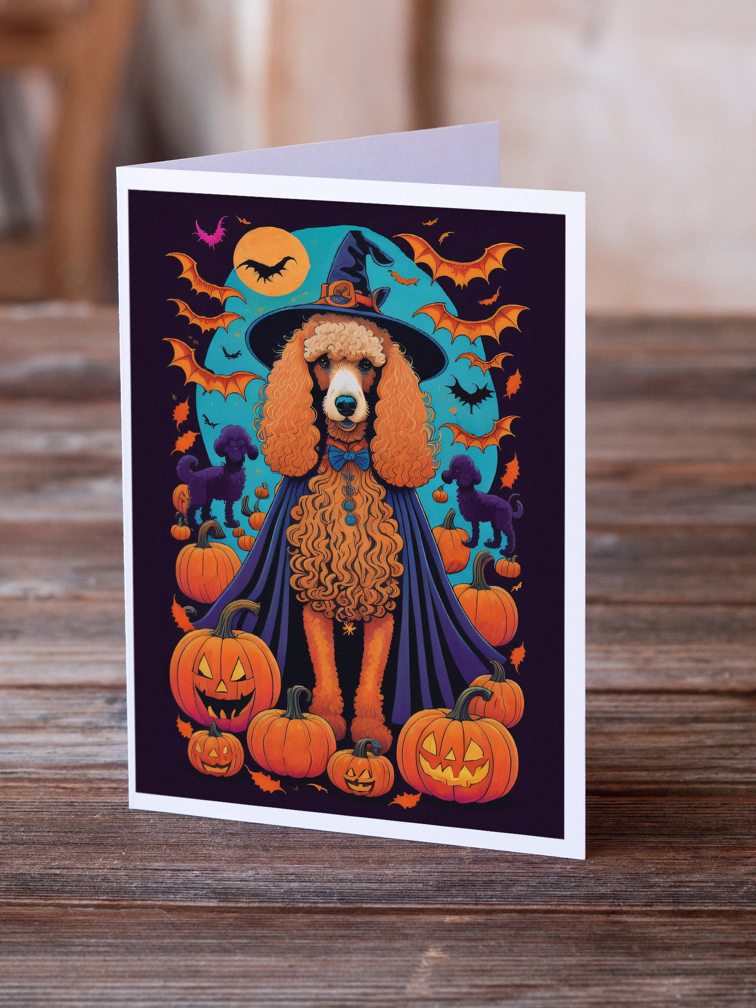 Buy this Apricot Standard Poodle Witchy Halloween Greeting Cards and Envelopes Pack of 8