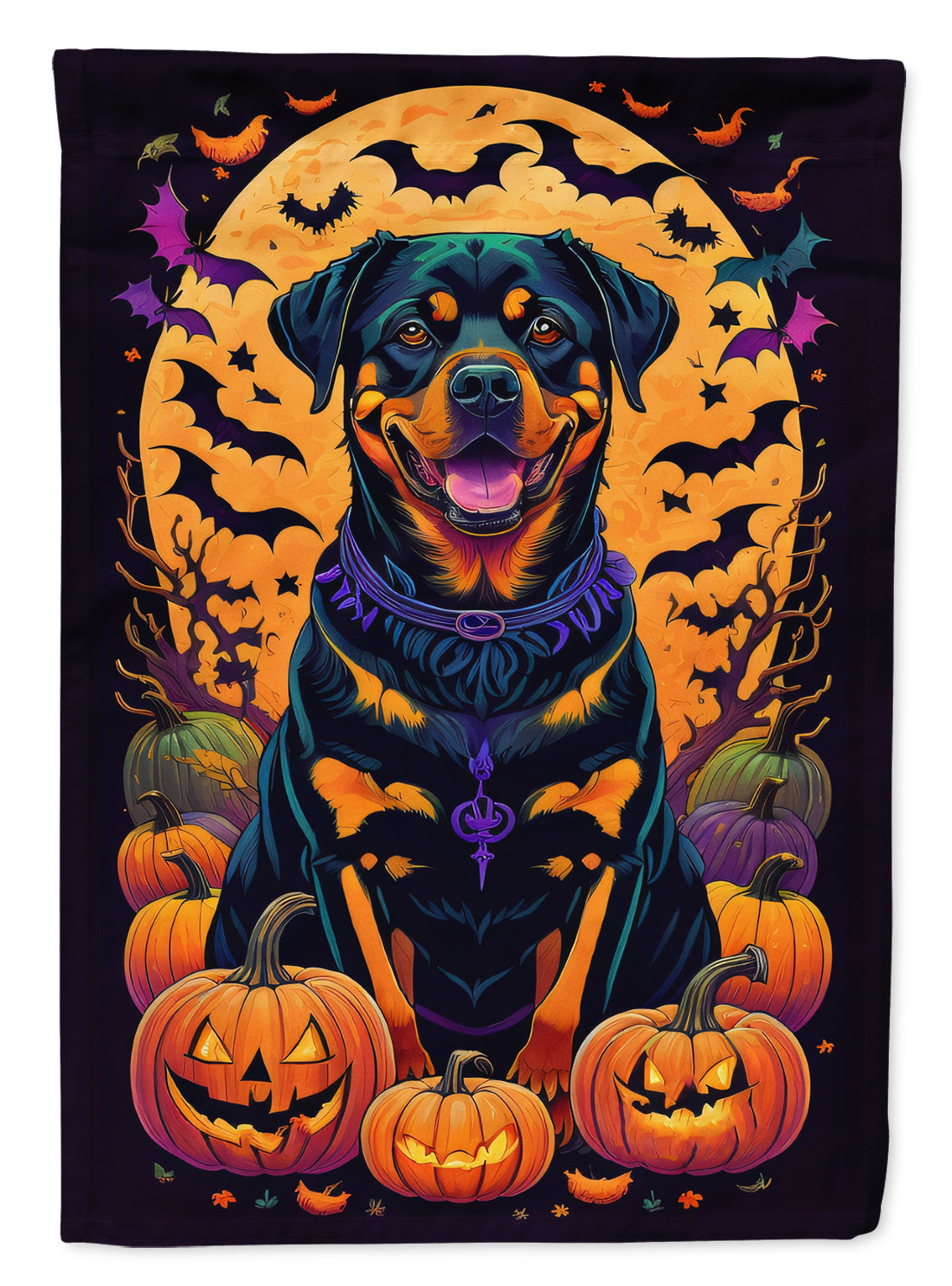 Buy this Rottweiler Witchy Halloween House Flag