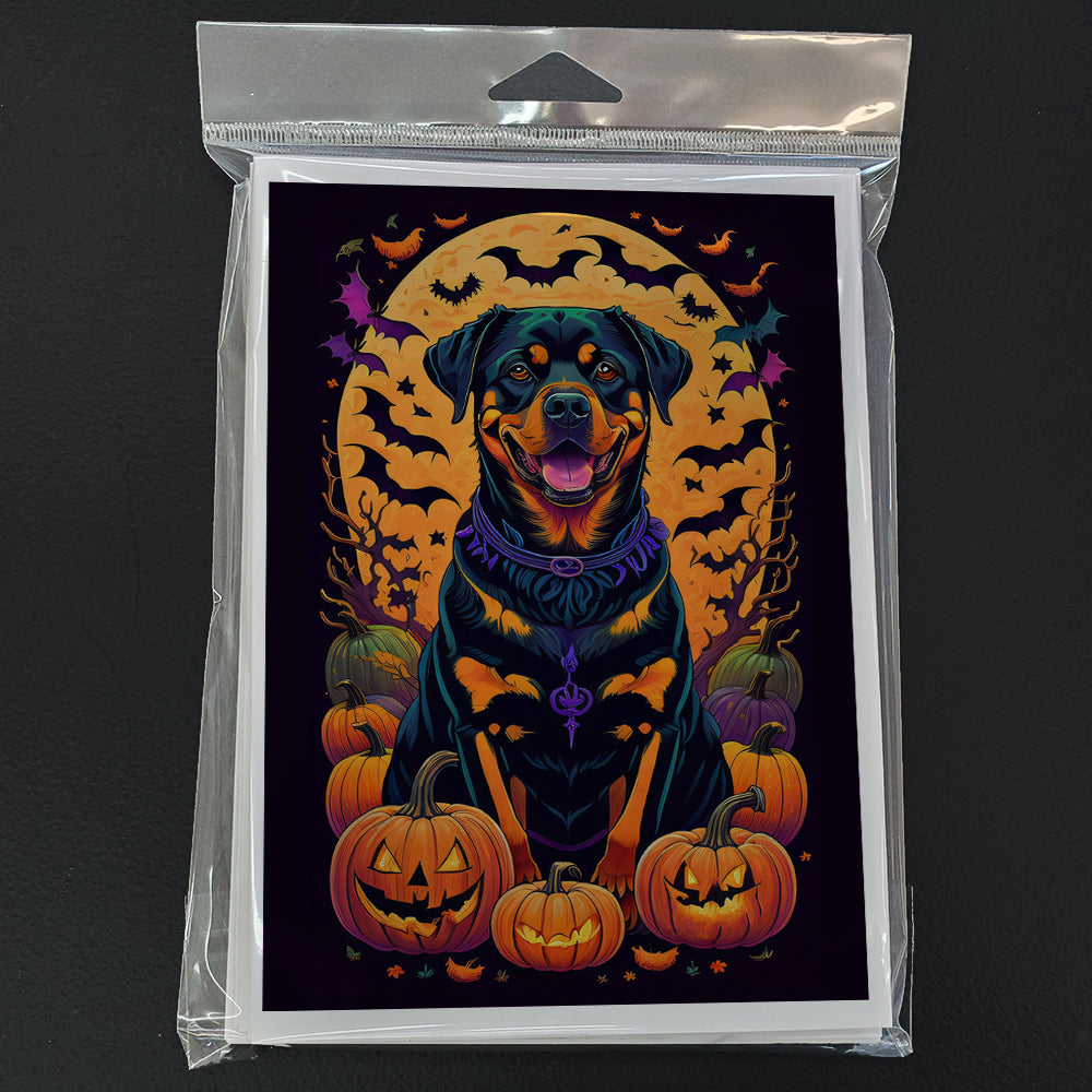 Rottweiler Witchy Halloween Greeting Cards and Envelopes Pack of 8