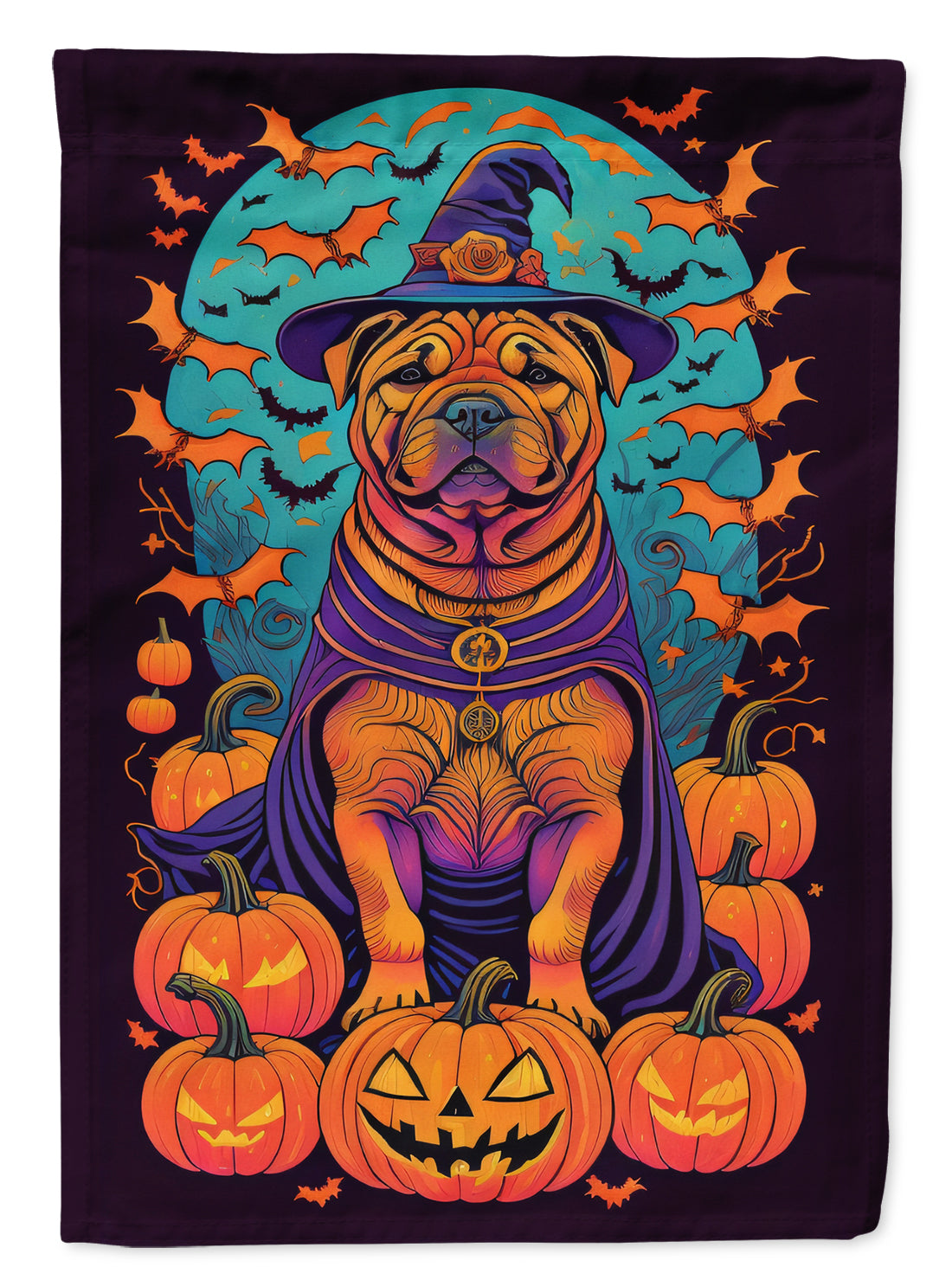 Buy this Shar Pei Witchy Halloween House Flag
