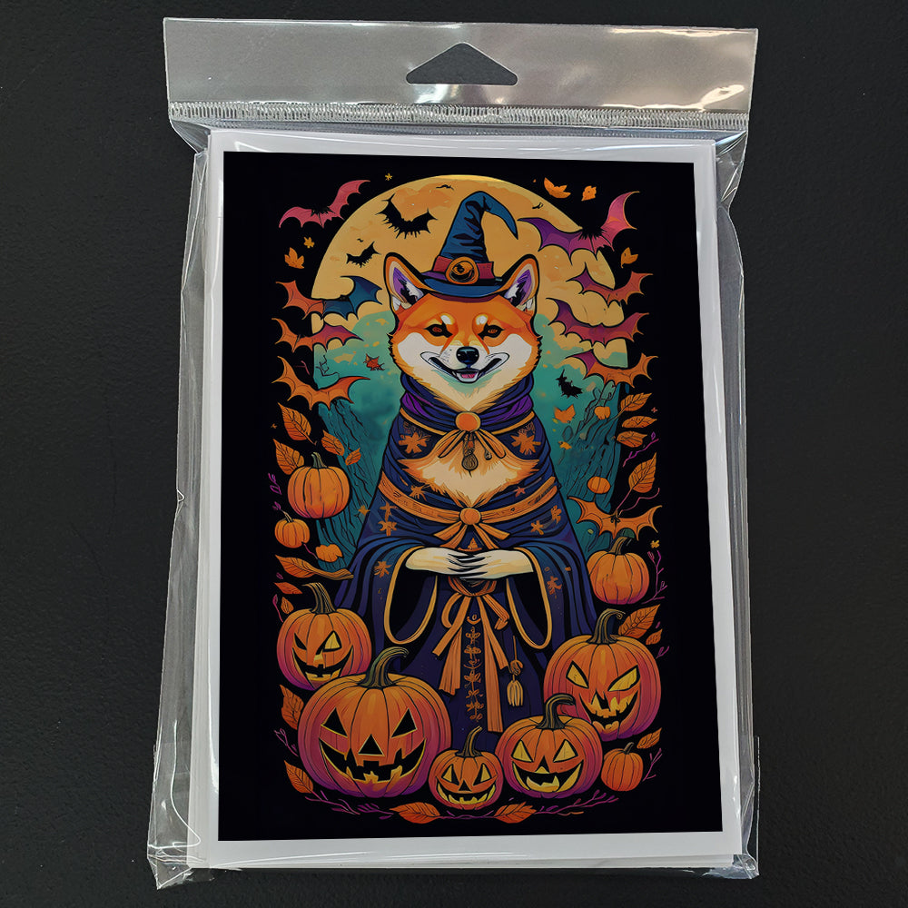 Shiba Inu Witchy Halloween Greeting Cards and Envelopes Pack of 8