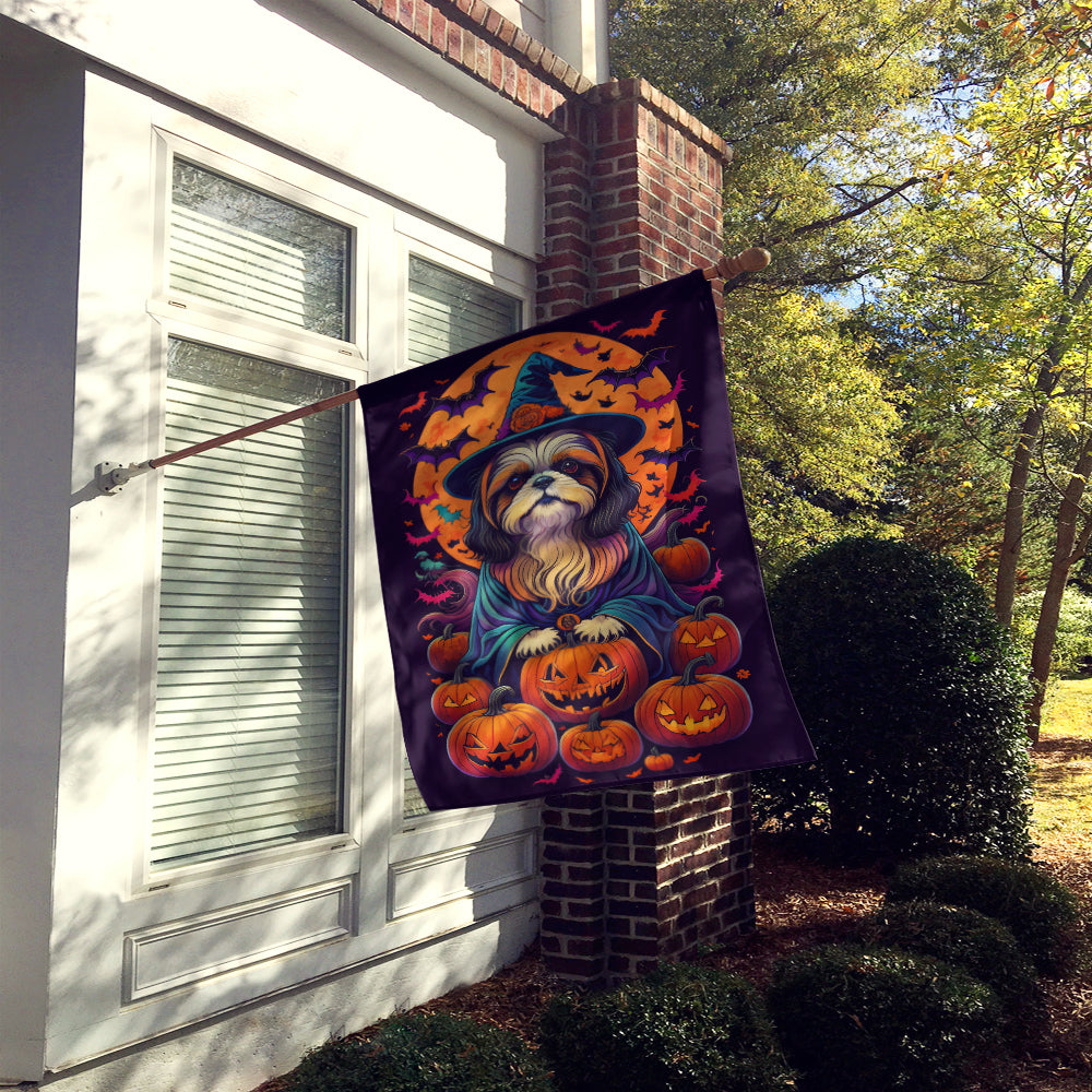 Shih Tzu Witchy Halloween House Flag