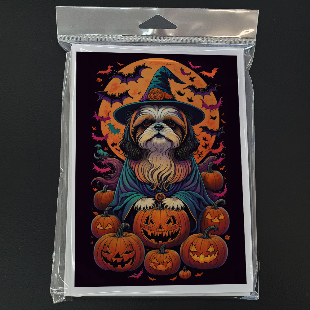 Shih Tzu Witchy Halloween Greeting Cards and Envelopes Pack of 8