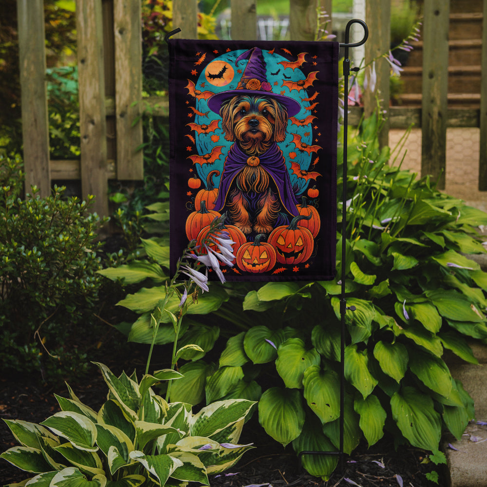 Silky Terrier Witchy Halloween Garden Flag