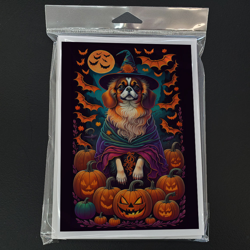 Tibetan Spaniel Witchy Halloween Greeting Cards and Envelopes Pack of 8