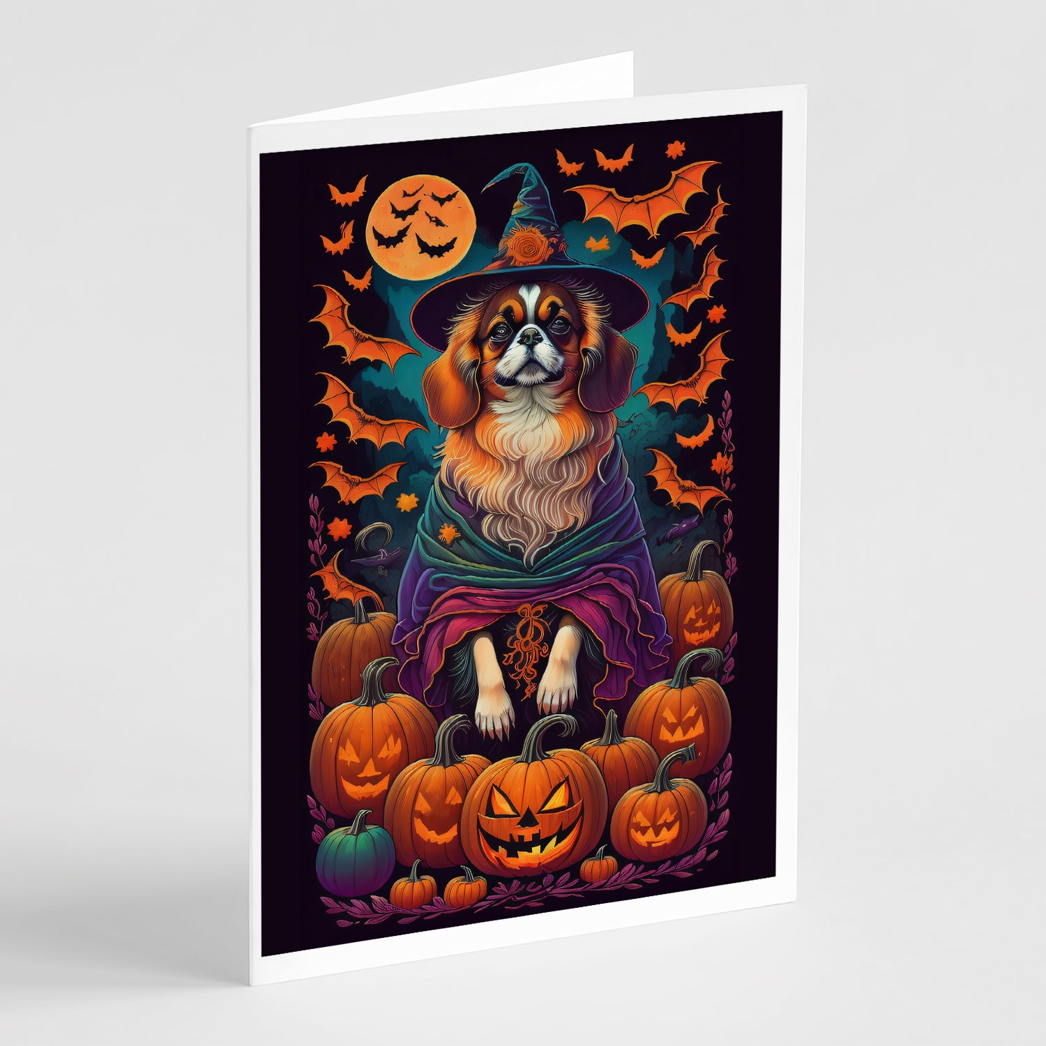 Buy this Tibetan Spaniel Witchy Halloween Greeting Cards and Envelopes Pack of 8