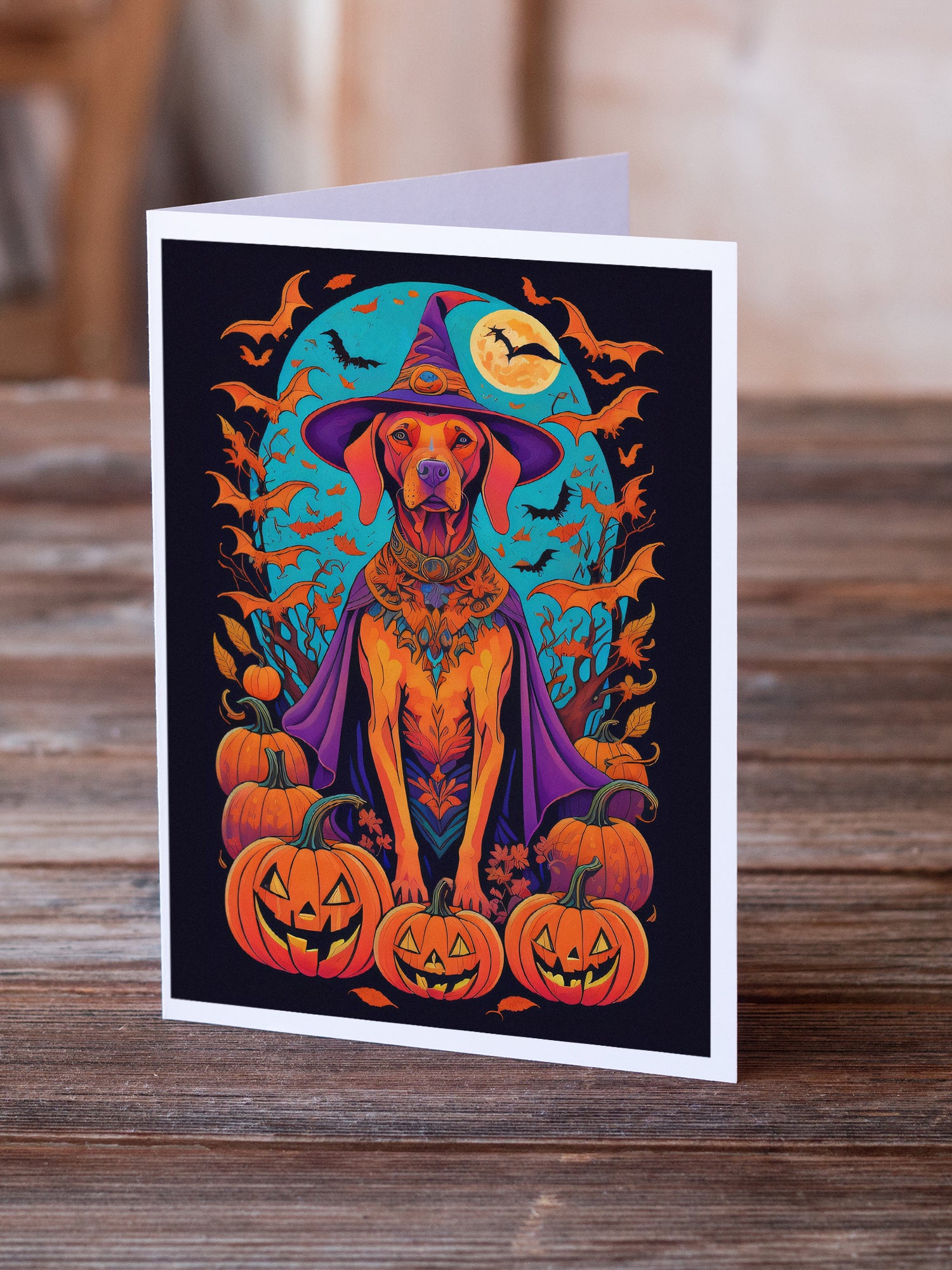 Vizsla Witchy Halloween Greeting Cards and Envelopes Pack of 8