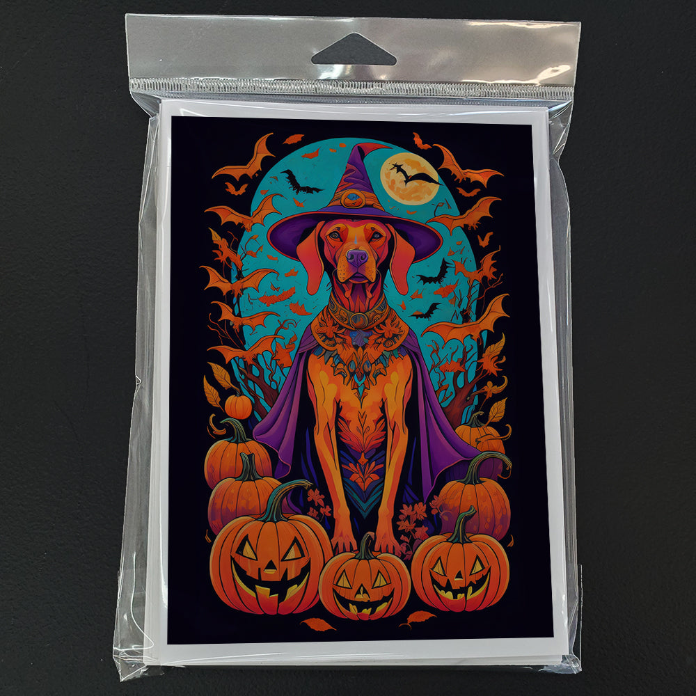 Vizsla Witchy Halloween Greeting Cards and Envelopes Pack of 8
