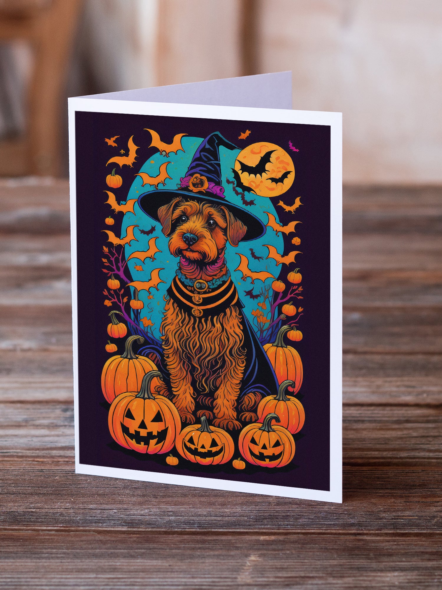 Buy this Welsh Terrier Witchy Halloween Greeting Cards and Envelopes Pack of 8