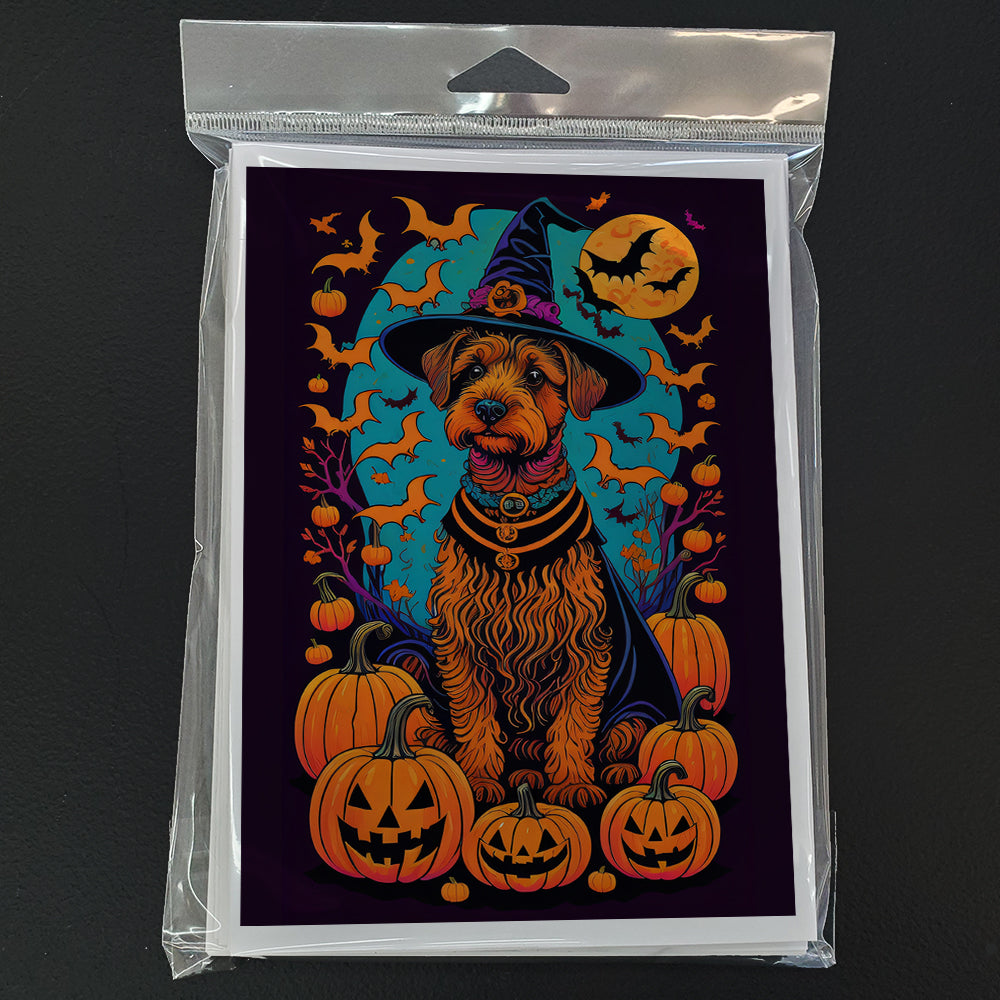 Welsh Terrier Witchy Halloween Greeting Cards and Envelopes Pack of 8
