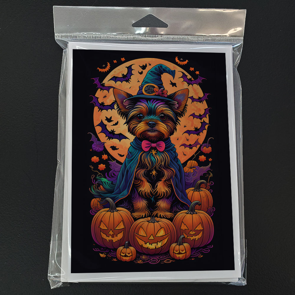 Yorkie Witchy Halloween Greeting Cards and Envelopes Pack of 8