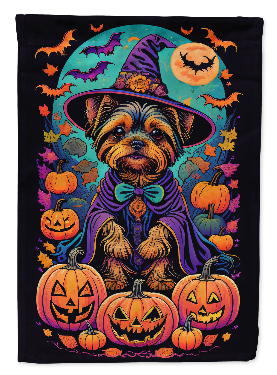 Buy this Yorkie Witchy Halloween House Flag