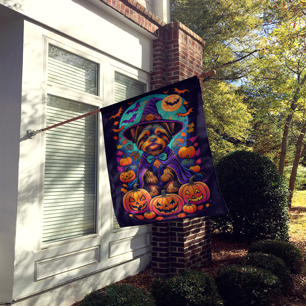 Yorkie Witchy Halloween House Flag