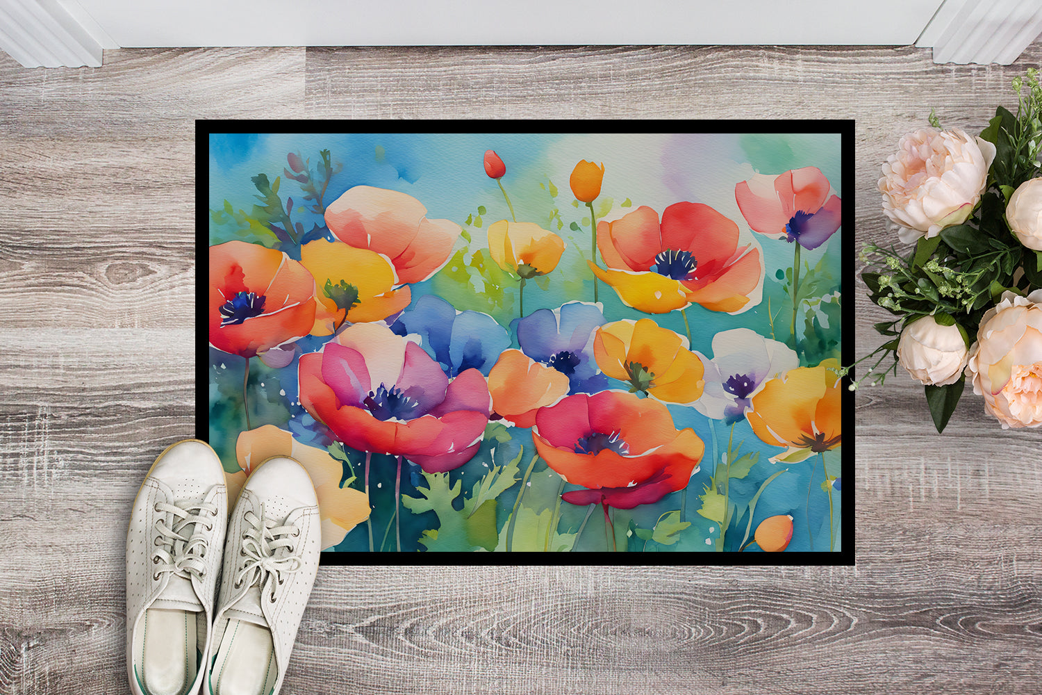 Buy this Anemones in Watercolor Doormat 18x27