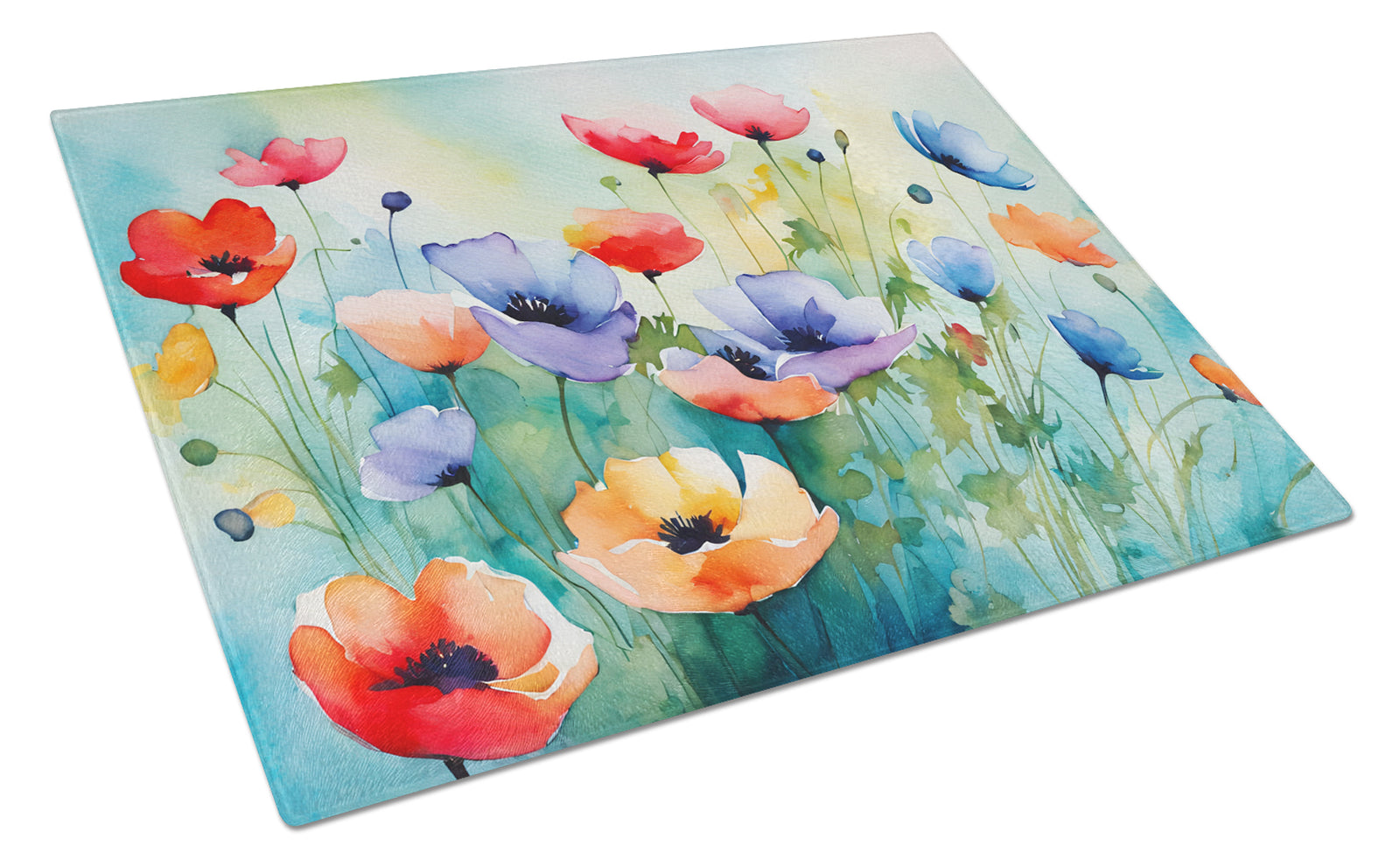 Buy this Anemones in Watercolor Glass Cutting Board Large