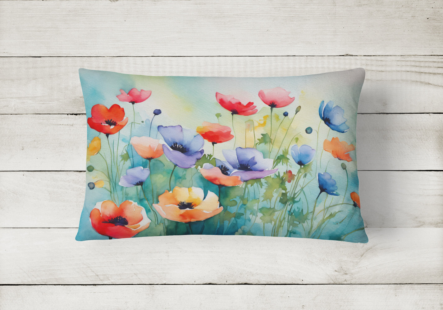 Buy this Anemones in Watercolor Fabric Decorative Pillow