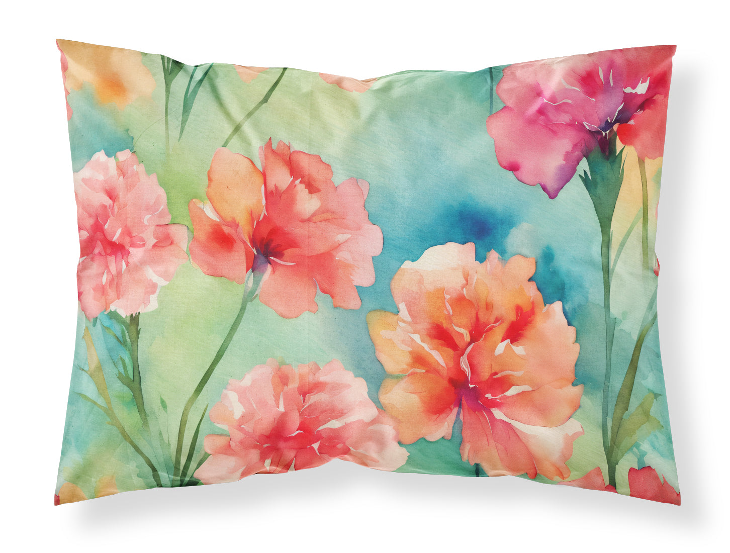 Buy this Carnations in Watercolor Fabric Standard Pillowcase
