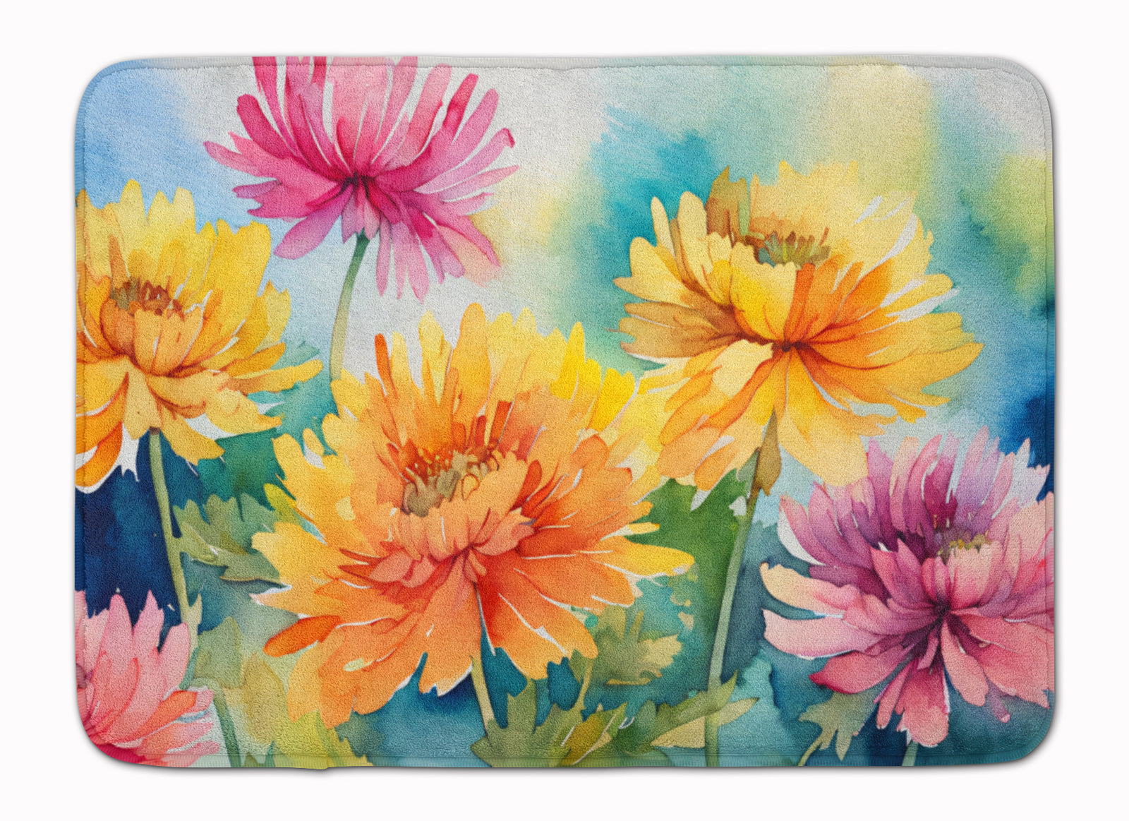 Buy this Chrysanthemums in Watercolor Memory Foam Kitchen Mat