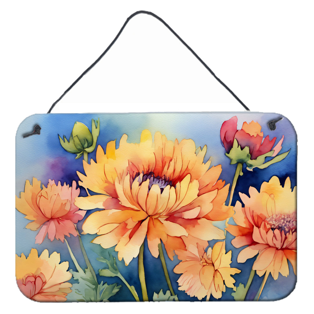 Buy this Chrysanthemums in Watercolor Wall or Door Hanging Prints