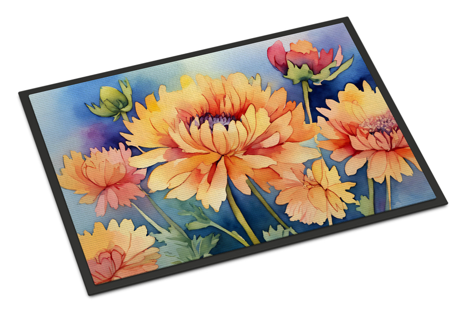 Buy this Chrysanthemums in Watercolor Doormat 18x27