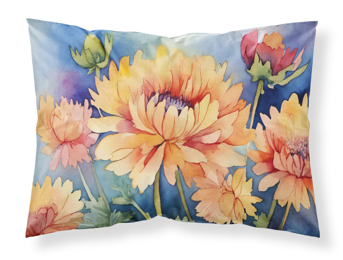 Buy this Chrysanthemums in Watercolor Fabric Standard Pillowcase
