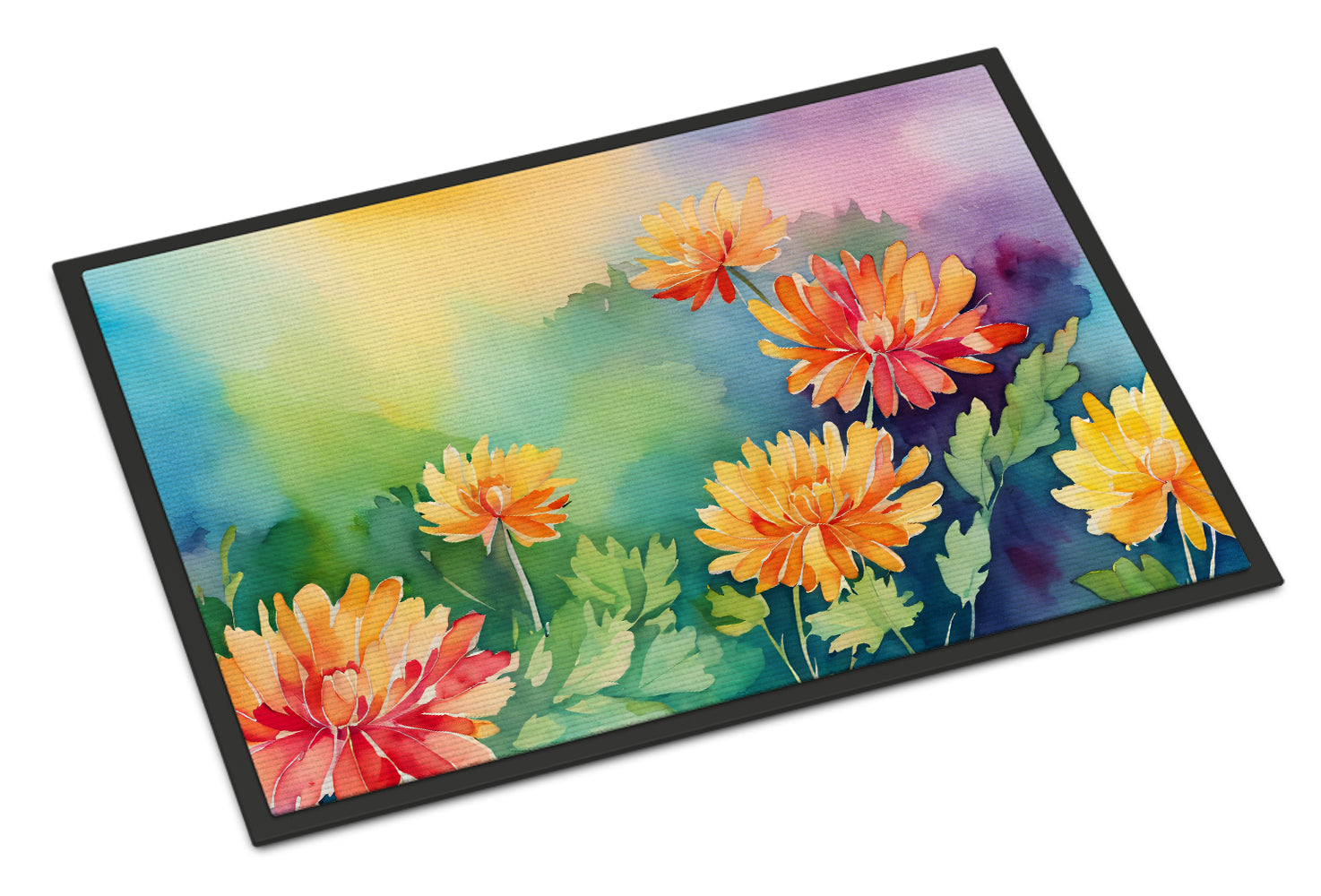 Buy this Chrysanthemums in Watercolor Indoor or Outdoor Mat 24x36