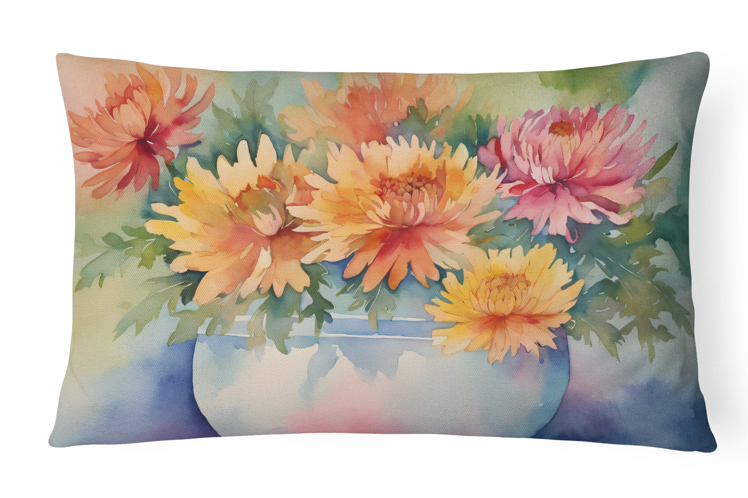 Buy this Chrysanthemums in Watercolor Fabric Decorative Pillow