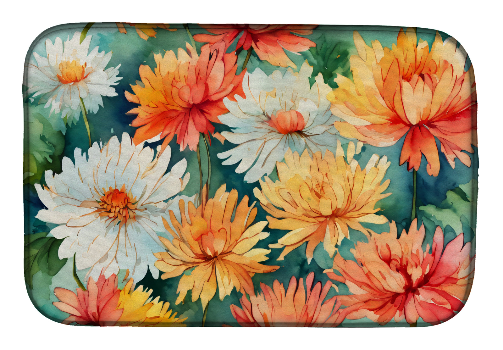 Buy this Chrysanthemums in Watercolor Dish Drying Mat